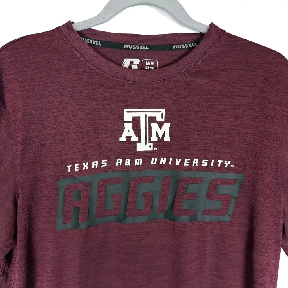 Russell Texas A&M Aggies T-Shirt Men's‎ Medium Maroon Crew Neck Short Sleeve
